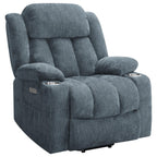 Fauteuil inclinable releveur électrique Limi, bleu ardoise, port USB, porte-gobelets