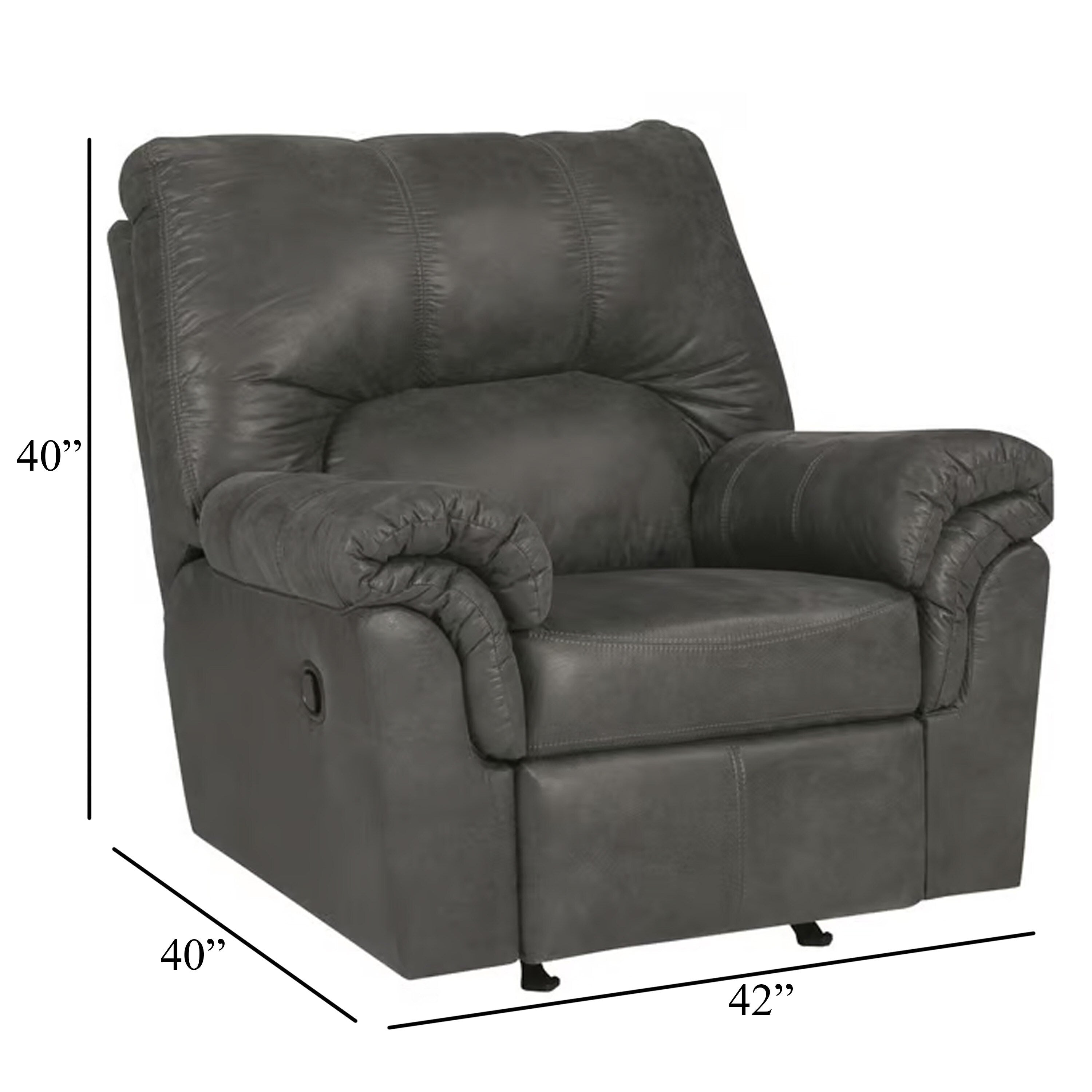 Fauteuil inclinable manuel Limu Accent, similicuir gris classique et moelleux