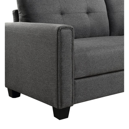 Canapé rembourré en lin avec coussins capitonnés - 30,71 x 81,10 x 32,28