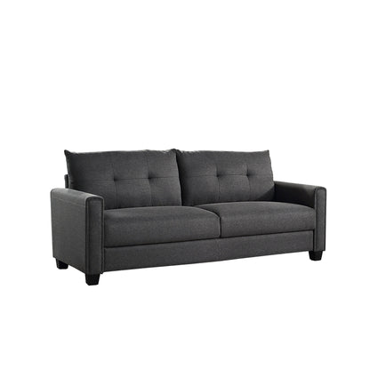 Canapé rembourré en lin avec coussins capitonnés - 30,71 x 81,10 x 32,28