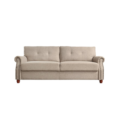 Canapé en lin beige avec rangement - 32,28 x 79,53 x 33,47
