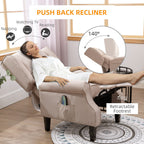 Canapé inclinable massant en lin avec fonction chauffante, télécommande et inclinaison manuelle