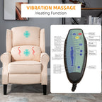 Canapé inclinable massant en lin avec fonction chauffante, télécommande et inclinaison manuelle