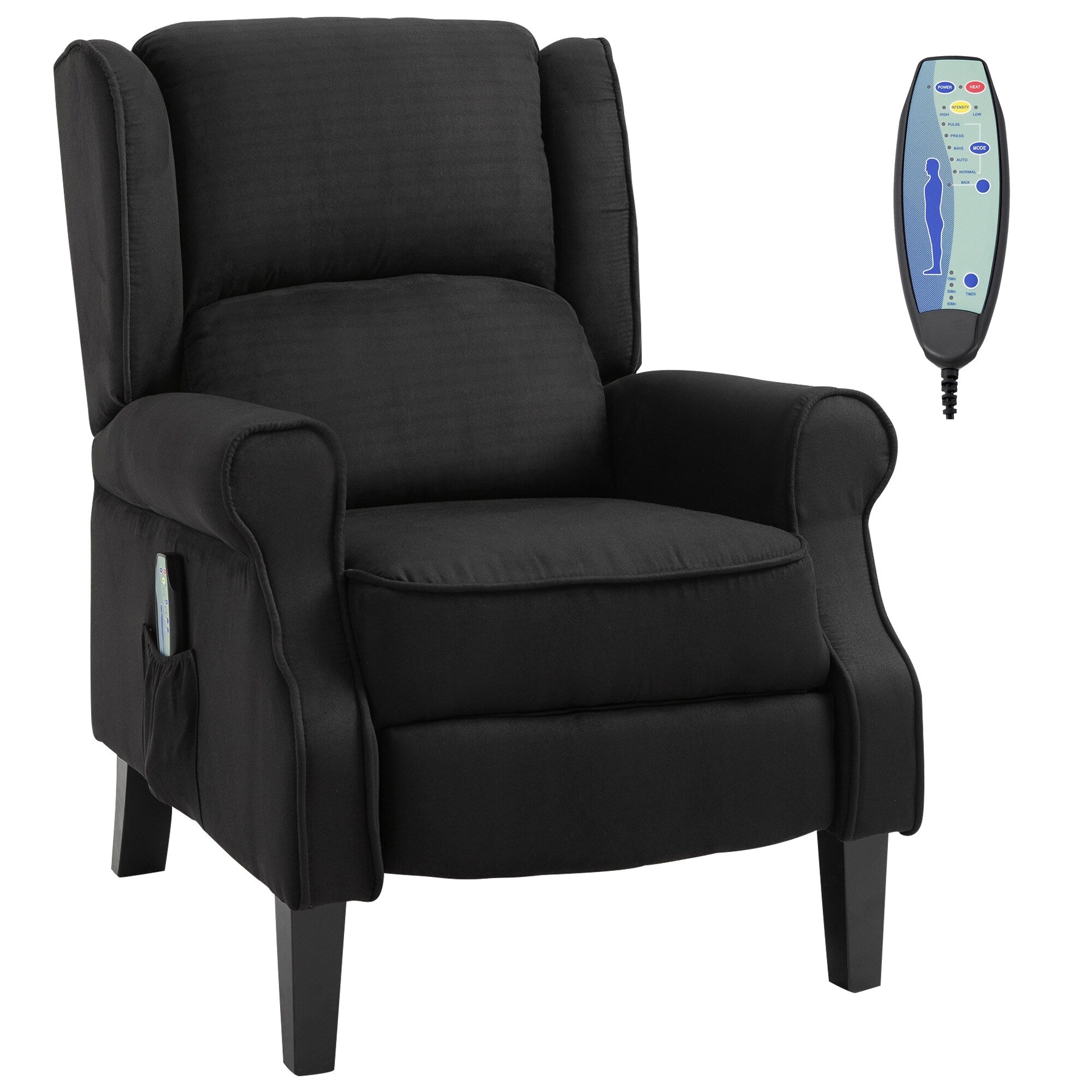 Canapé inclinable massant en lin avec fonction chauffante, télécommande et inclinaison manuelle