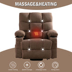Fauteuil inclinable électrique en lin avec massage et chauffage, poches latérales et ports de charge USB