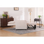 Fauteuil inclinable en lin, lit gigogne, fauteuil de salon pliant, fauteuil convertible avec port USB, porte-gobelet et poches latérales