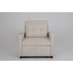 Fauteuil inclinable en lin, lit gigogne, fauteuil de salon pliant, fauteuil convertible avec port USB, porte-gobelet et poches latérales