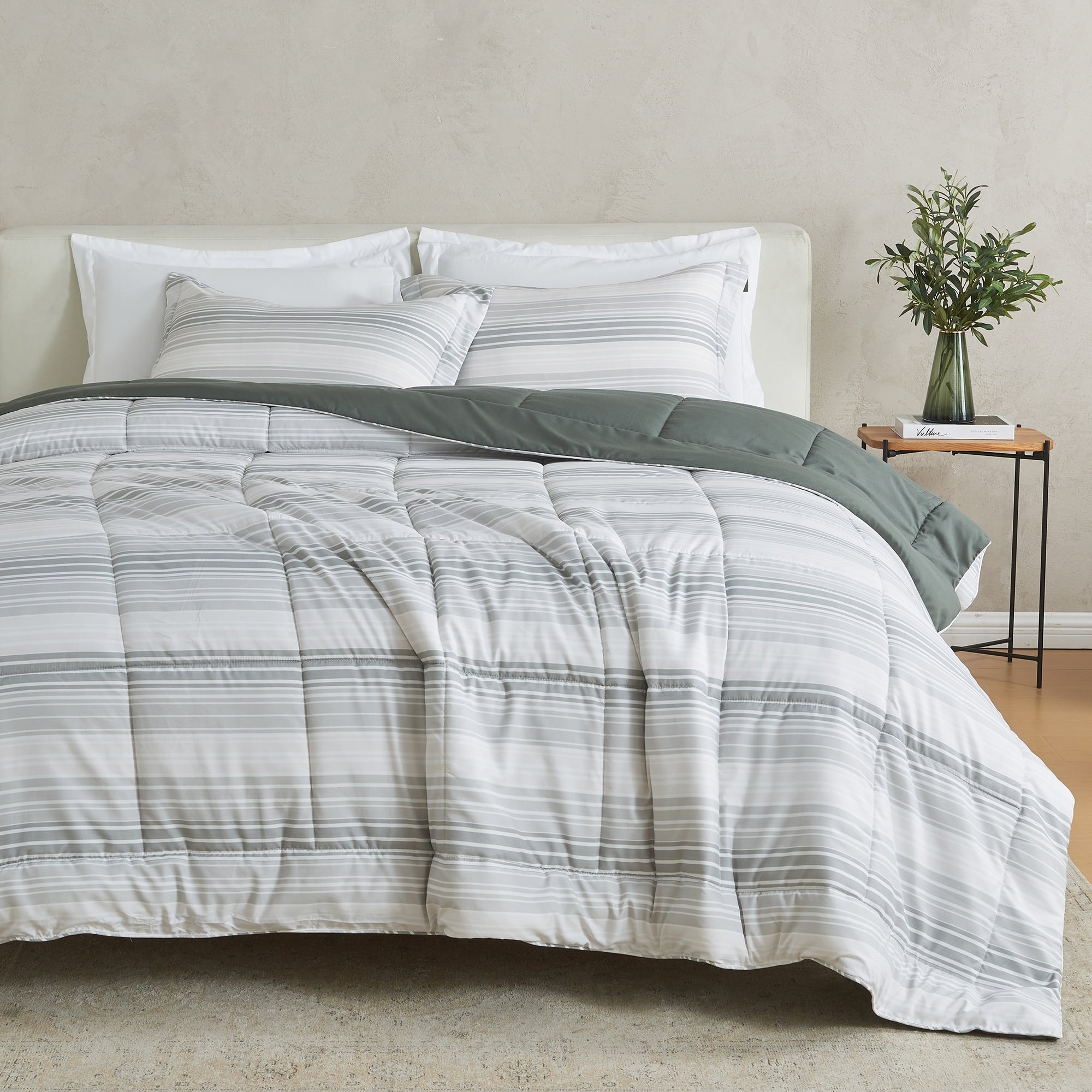 Parure de couette réversible toutes saisons en duvet synthétique Linery &amp; Co.