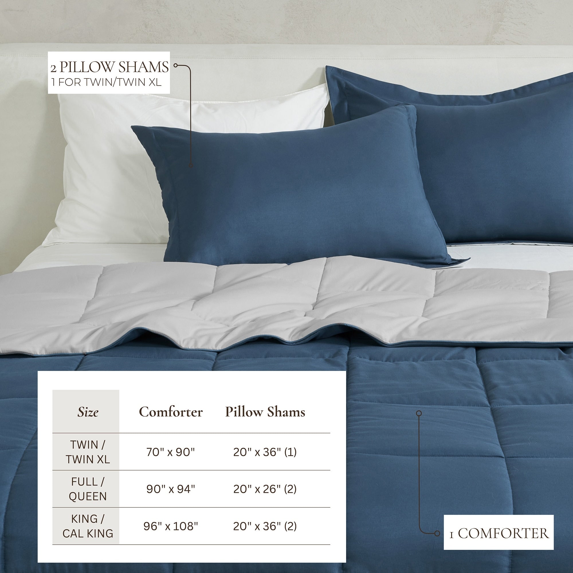 Parure de couette réversible toutes saisons en duvet synthétique Linery &amp; Co.