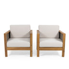 Fauteuil club d'extérieur Linwood en bois d'acacia avec détails en osier (lot de 2) par Christopher Knight Home