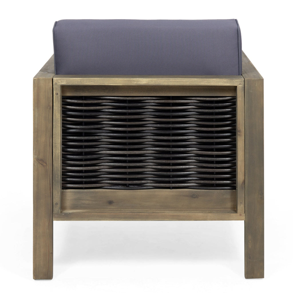 Fauteuil club d'extérieur Linwood en bois d'acacia avec détails en osier (lot de 2) par Christopher Knight Home