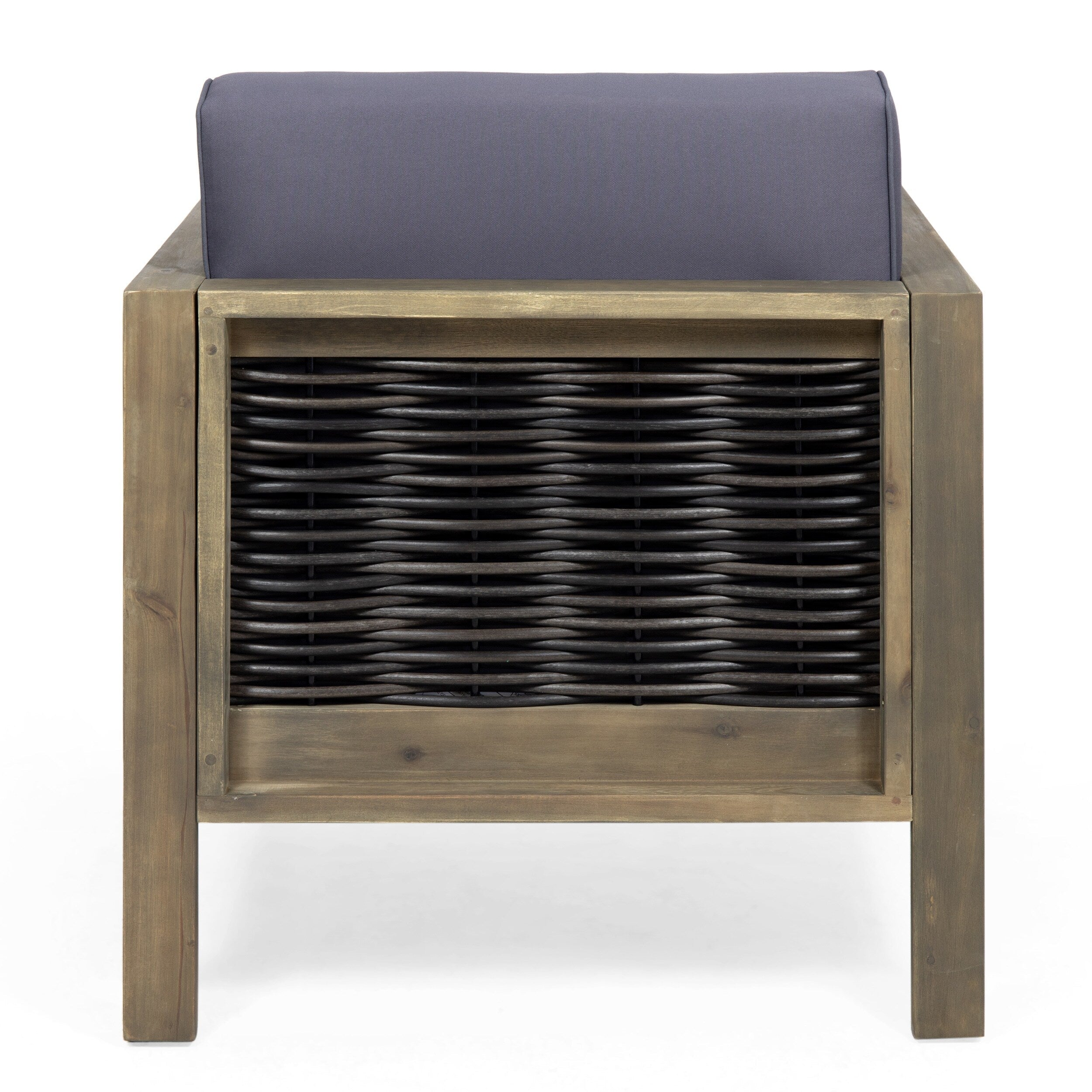 Fauteuil club d'extérieur Linwood en bois d'acacia avec détails en osier (lot de 2) par Christopher Knight Home