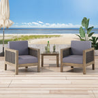 Fauteuil club d'extérieur Linwood en bois d'acacia avec détails en osier (lot de 2) par Christopher Knight Home
