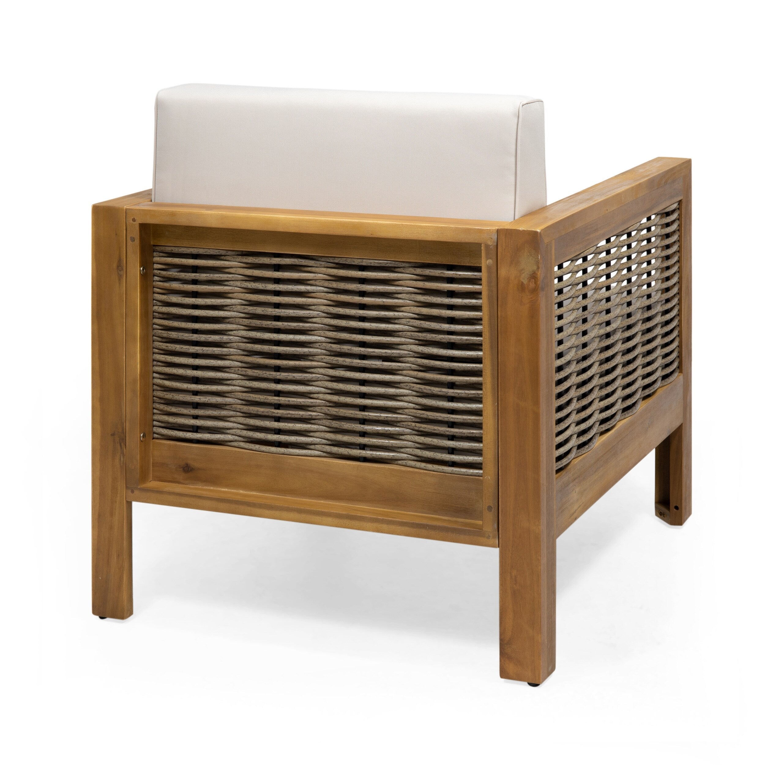 Fauteuil club d'extérieur Linwood en bois d'acacia avec détails en osier (lot de 2) par Christopher Knight Home