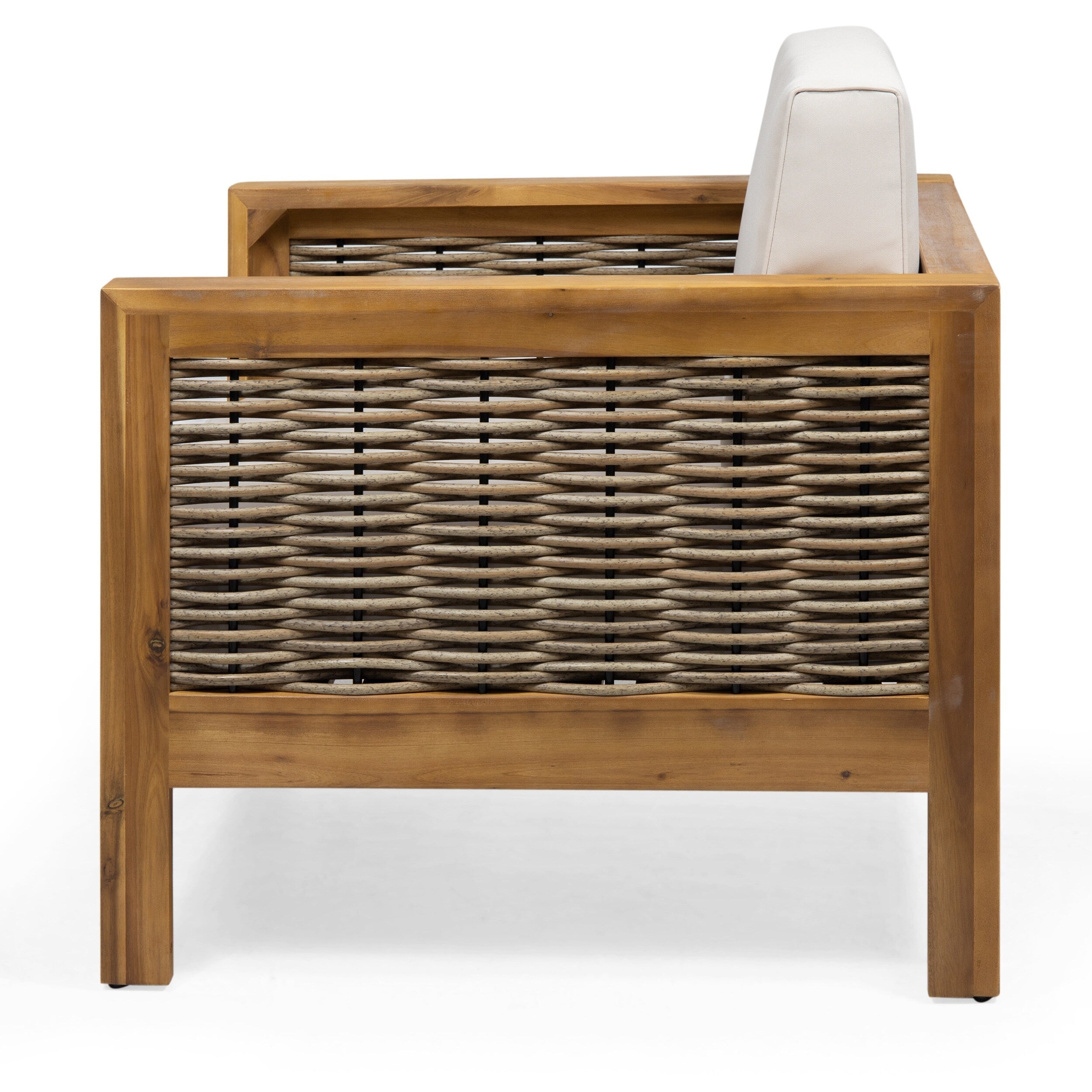 Fauteuil club d'extérieur Linwood en bois d'acacia avec détails en osier (lot de 2) par Christopher Knight Home