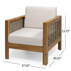 Fauteuil club d'extérieur Linwood en bois d'acacia avec détails en osier (lot de 2) par Christopher Knight Home