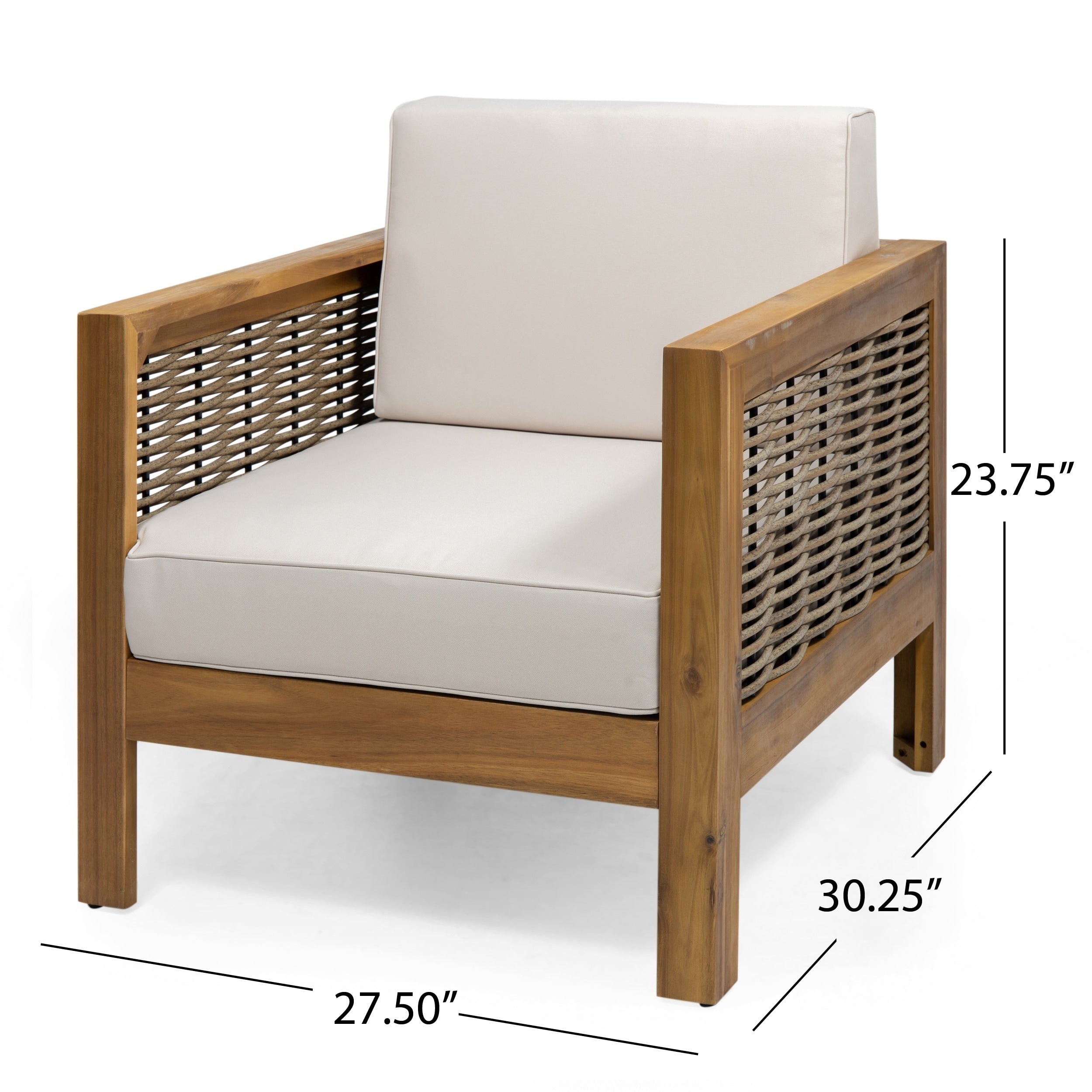 Fauteuil club d'extérieur Linwood en bois d'acacia avec détails en osier (lot de 2) par Christopher Knight Home
