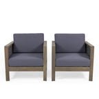 Fauteuil club d'extérieur Linwood en bois d'acacia avec détails en osier (lot de 2) par Christopher Knight Home