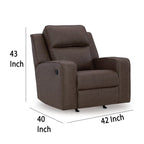 Fauteuil inclinable à bascule manuel Livie, similicuir marron foncé et gris