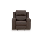 Fauteuil inclinable à bascule manuel Livie, similicuir marron foncé et gris
