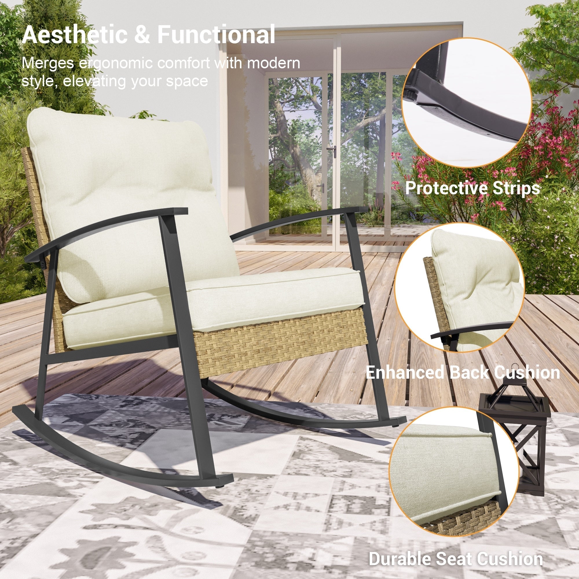 Ensemble de bistrot à bascule 3 pièces Livoosun, mobilier de jardin, ensemble de 2 chaises de patio avec table d'appoint pour jardin