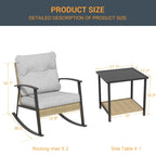 Ensemble de bistrot à bascule 3 pièces Livoosun, mobilier de jardin, ensemble de 2 chaises de patio avec table d'appoint pour jardin