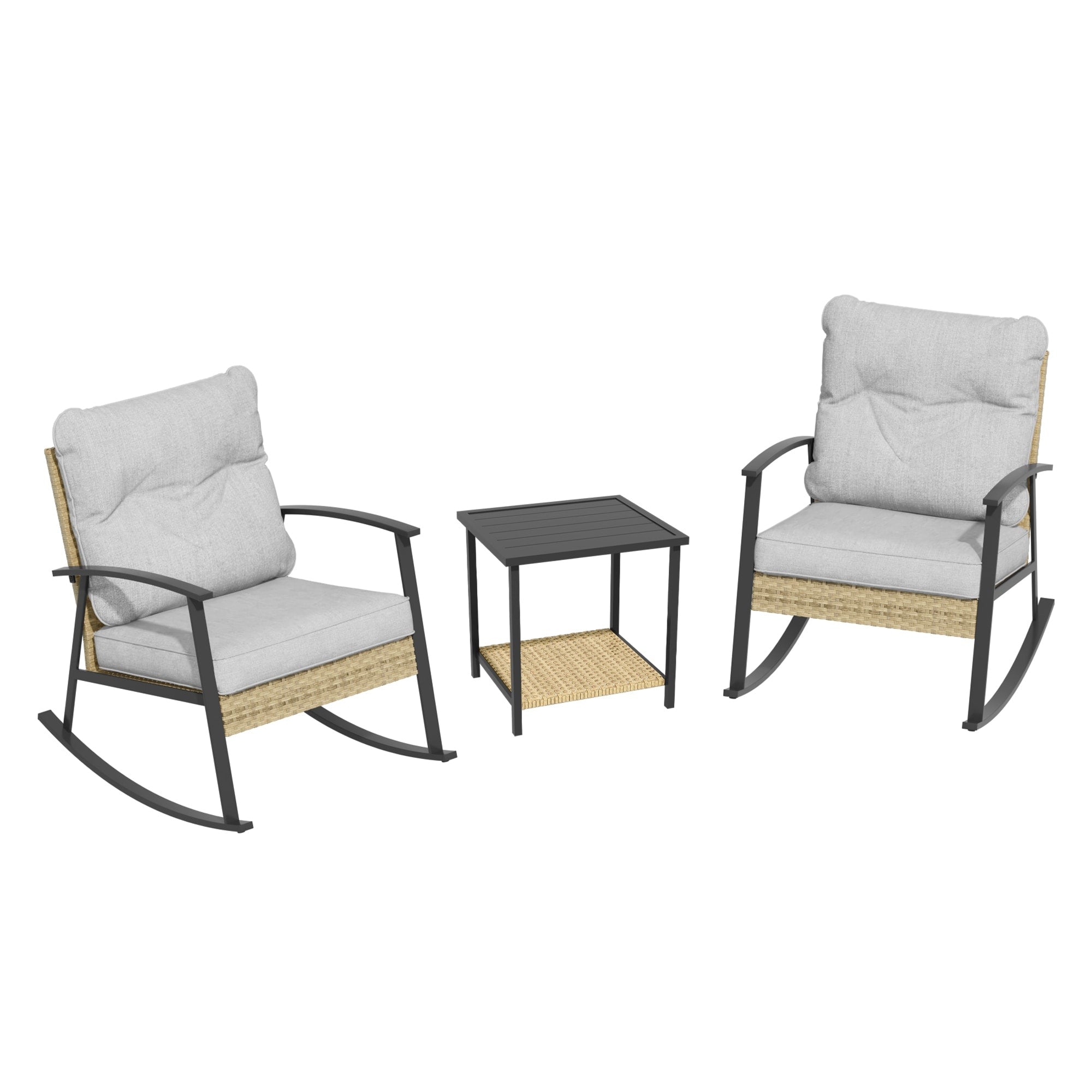 Ensemble de bistrot à bascule 3 pièces Livoosun, mobilier de jardin, ensemble de 2 chaises de patio avec table d'appoint pour jardin