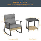 Ensemble de bistrot à bascule 3 pièces Livoosun, mobilier de jardin, ensemble de 2 chaises de patio avec table d'appoint pour jardin