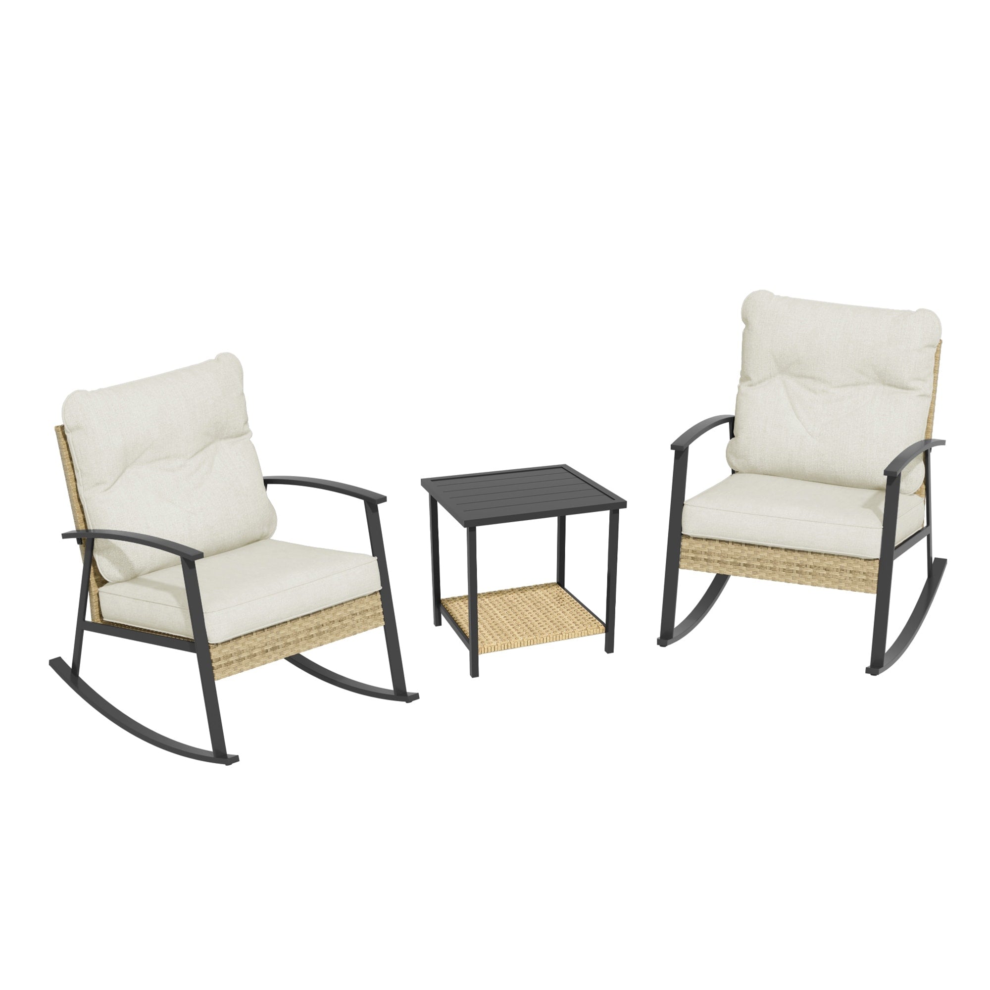 Ensemble de bistrot à bascule 3 pièces Livoosun, mobilier de jardin, ensemble de 2 chaises de patio avec table d'appoint pour jardin