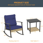 Ensemble de bistrot à bascule 3 pièces Livoosun, mobilier de jardin, ensemble de 2 chaises de patio avec table d'appoint pour jardin