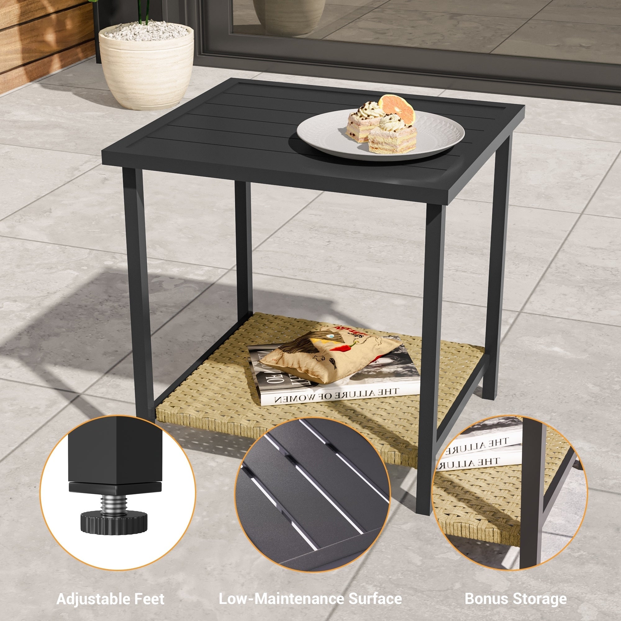 Ensemble de bistrot à bascule 3 pièces Livoosun, mobilier de jardin, ensemble de 2 chaises de patio avec table d'appoint pour jardin