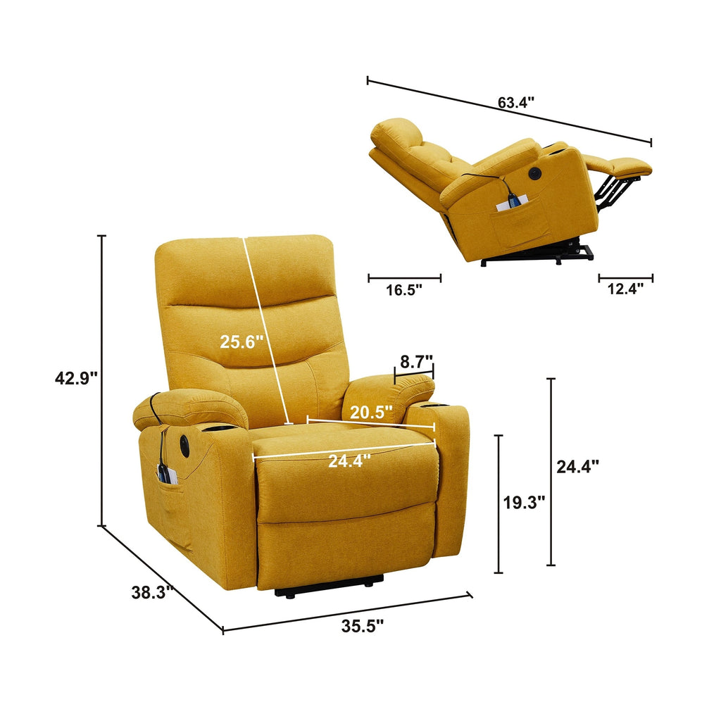 Fauteuil inclinable électrique Liyasi avec massage et chauffage pour personnes âgées
