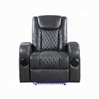 Fauteuil inclinable motorisé Liza, Bluetooth, USB, similicuir gris