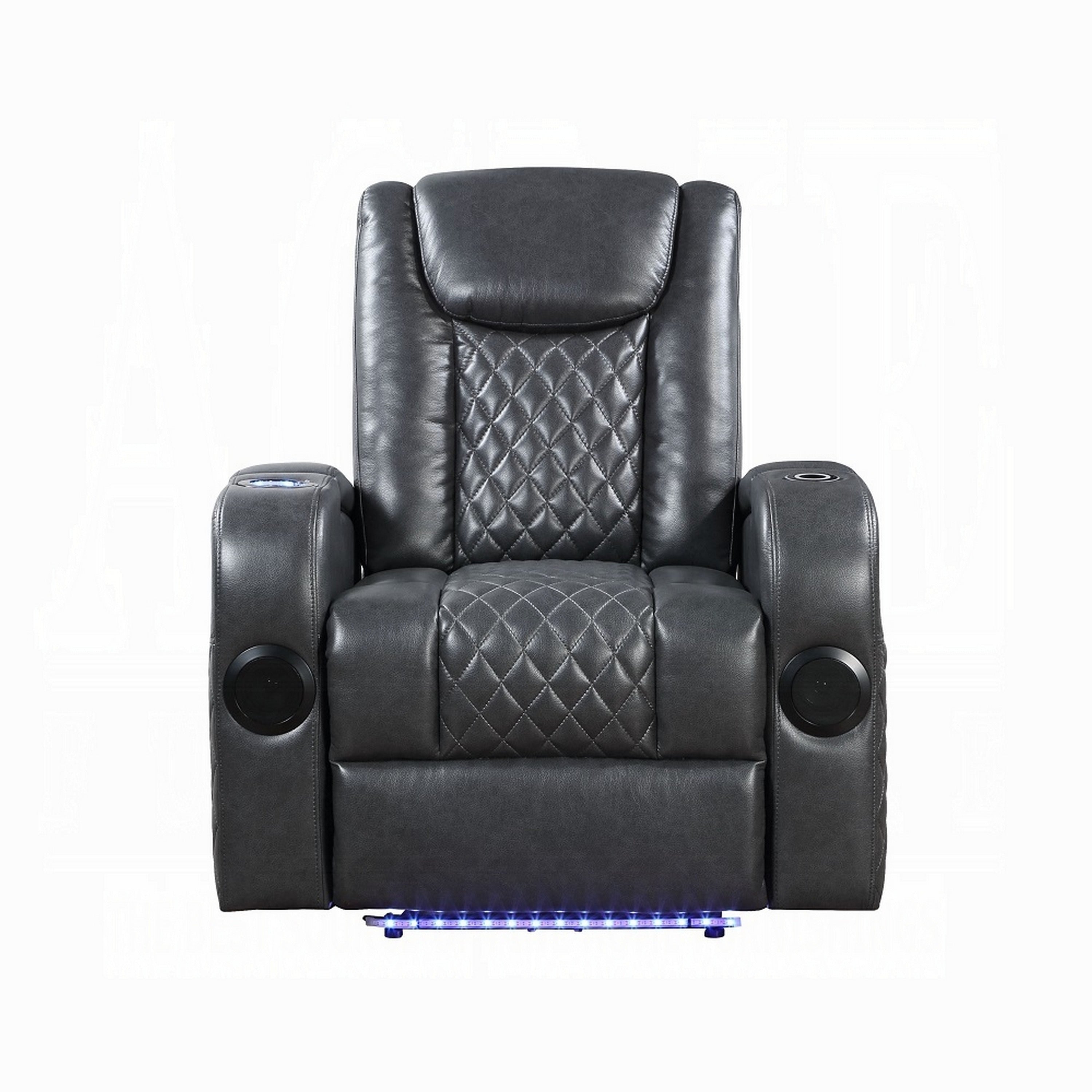 Fauteuil inclinable motorisé Liza, Bluetooth, USB, similicuir gris