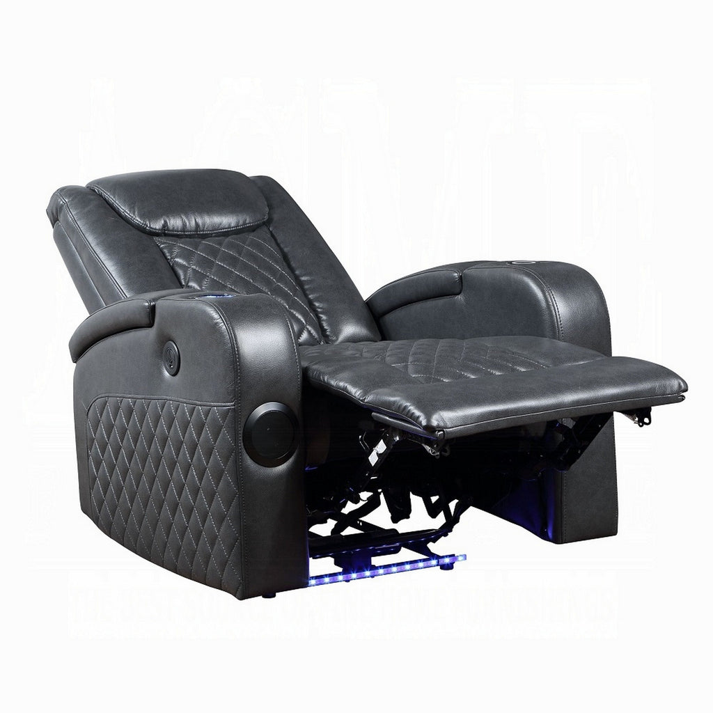 Fauteuil inclinable motorisé Liza, Bluetooth, USB, similicuir gris