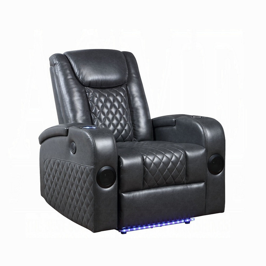 Fauteuil inclinable motorisé Liza, Bluetooth, USB, similicuir gris