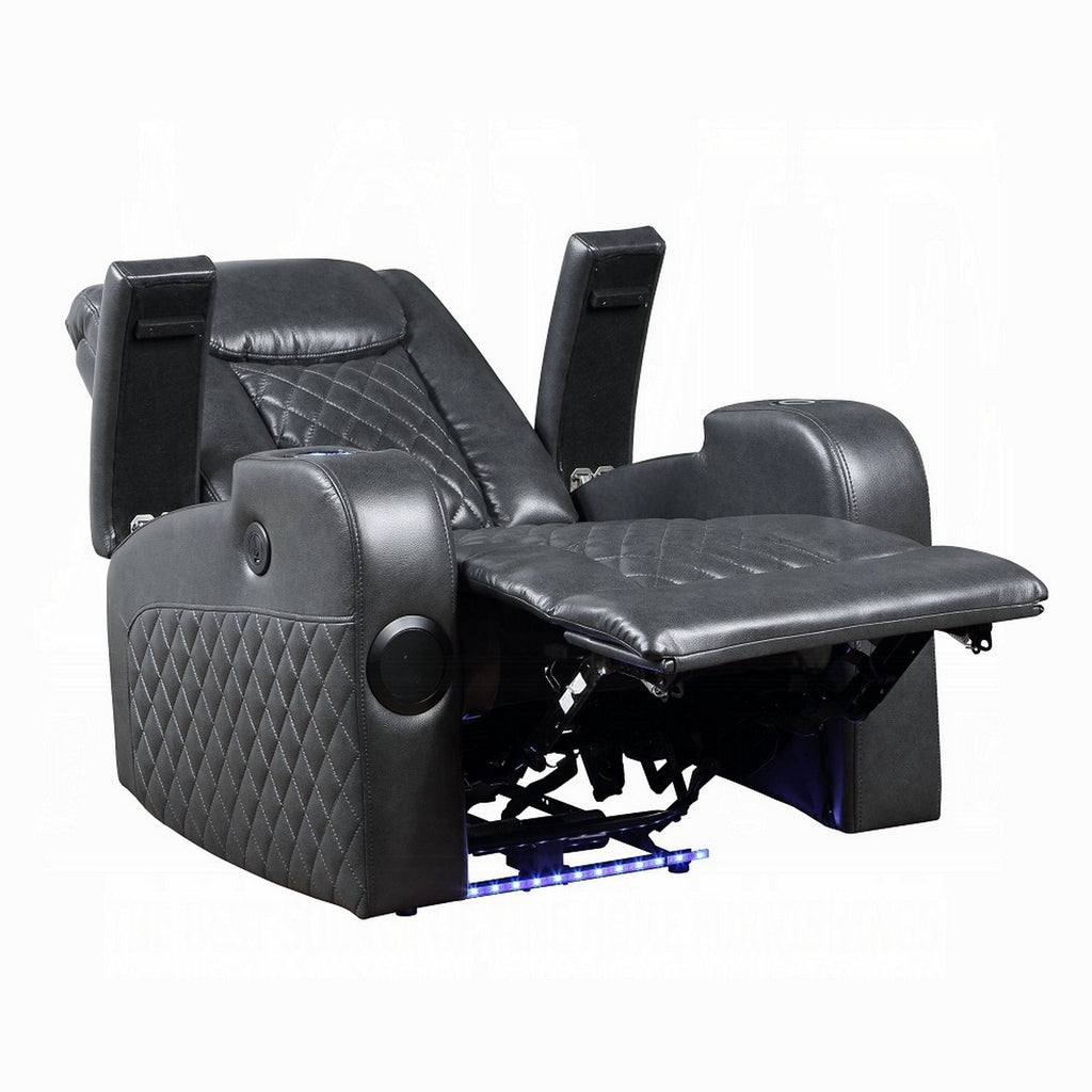 Fauteuil inclinable motorisé Liza, Bluetooth, USB, similicuir gris