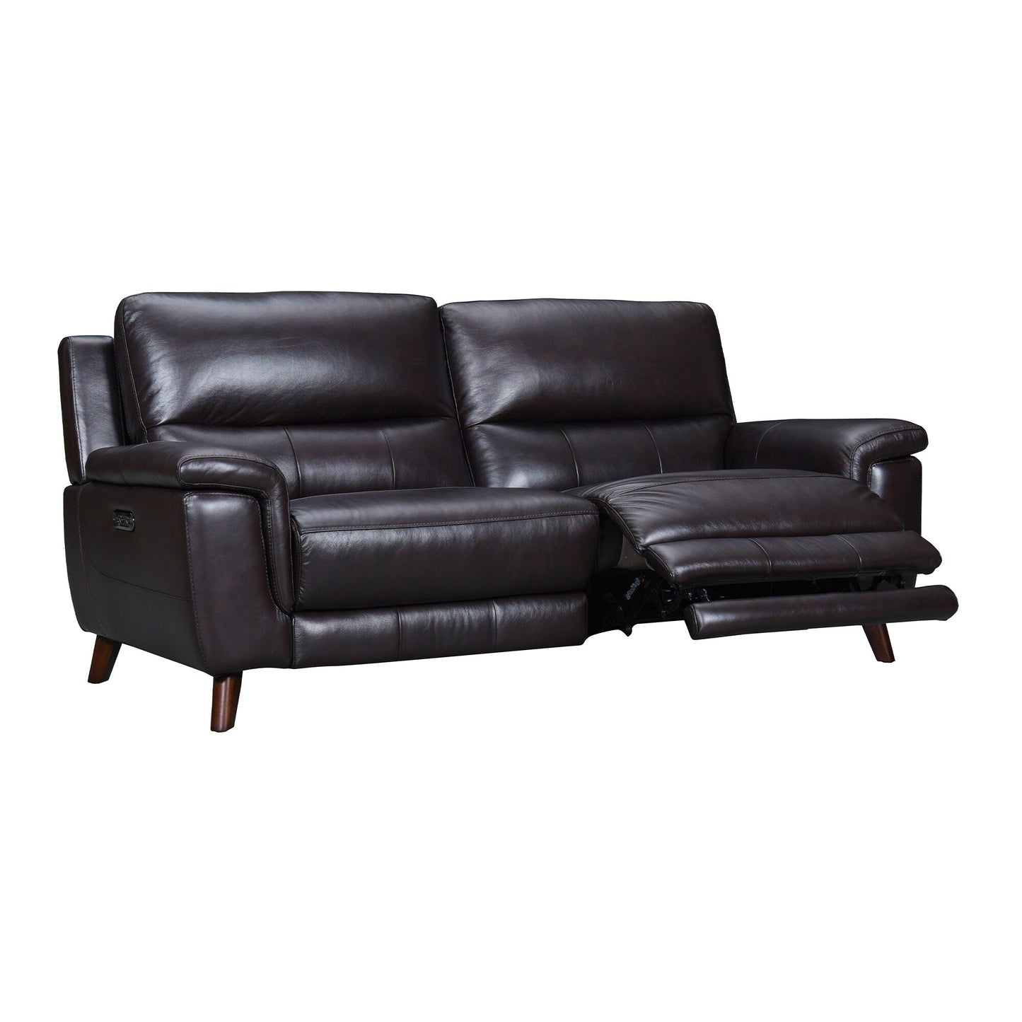 Canapé inclinable électrique Lizette 78 en cuir gris tourterelle ou marron avec port USB