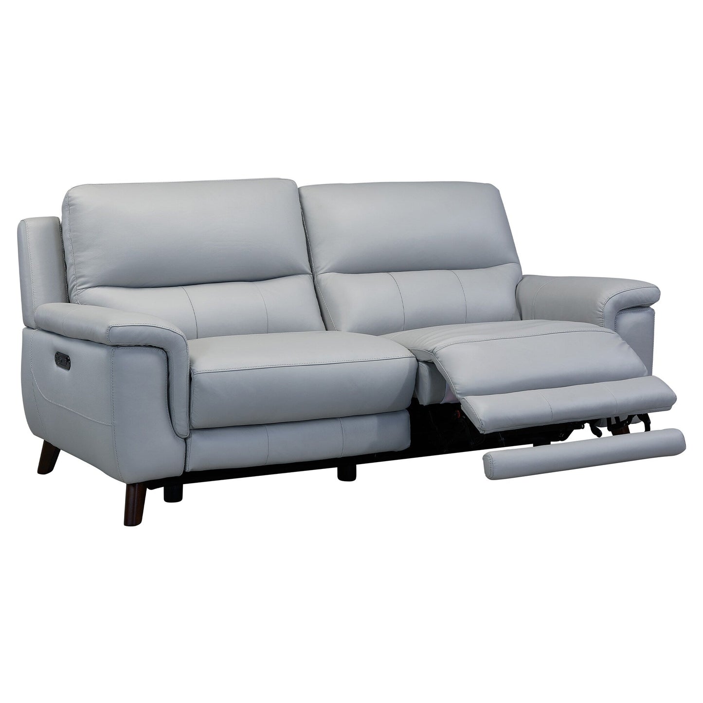 Canapé inclinable électrique Lizette 78 en cuir gris tourterelle ou marron avec port USB