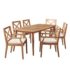 Ensemble de salle à manger d'extérieur Llano 7 pièces en acacia par Christopher Knight Home