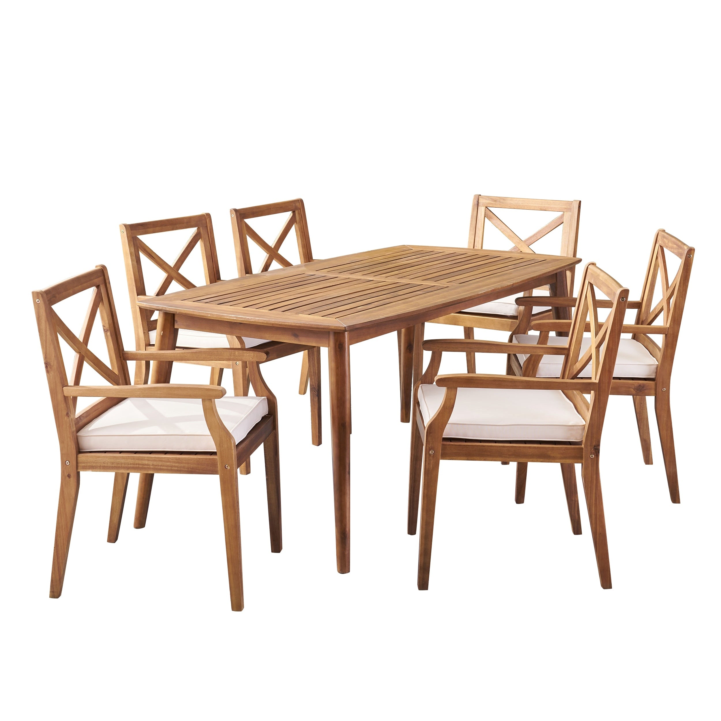 Ensemble de salle à manger d'extérieur Llano 7 pièces en acacia par Christopher Knight Home