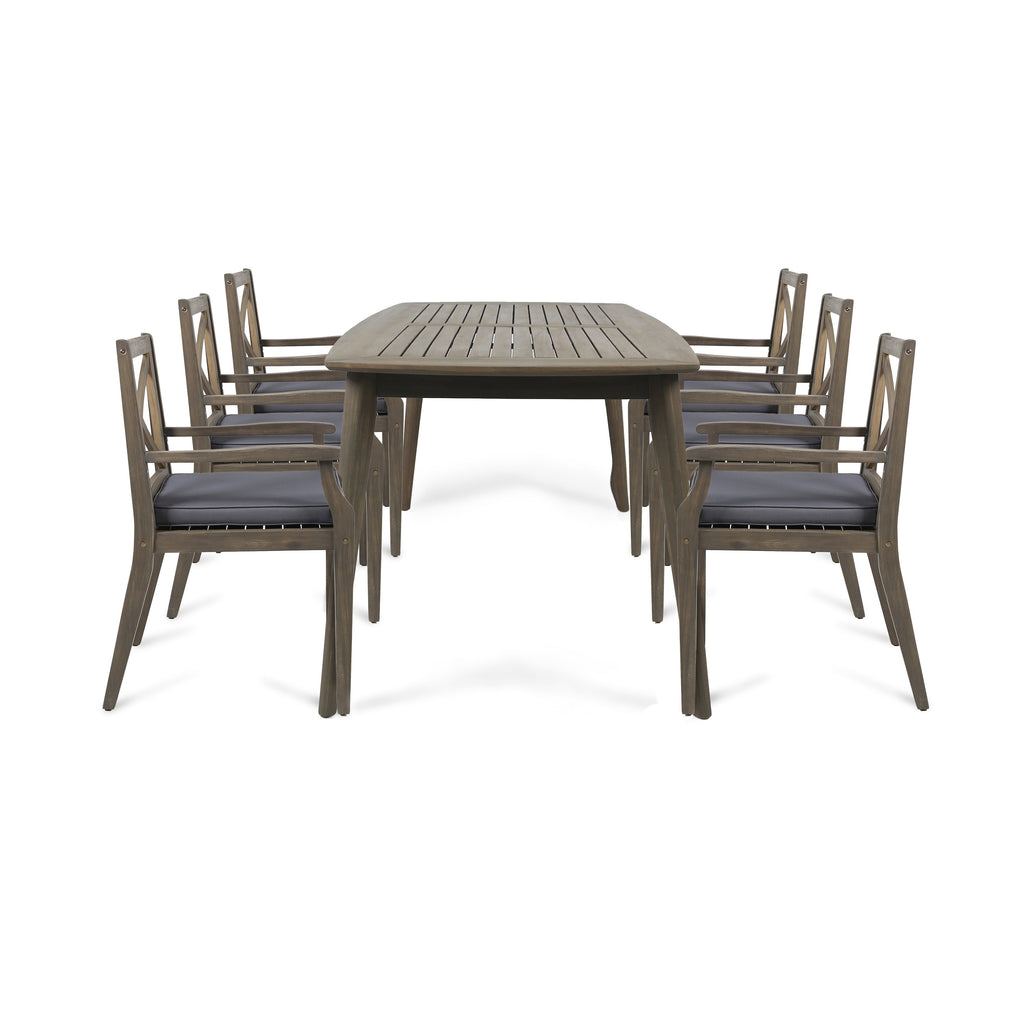 Ensemble de salle à manger d'extérieur Llano 7 pièces en acacia par Christopher Knight Home