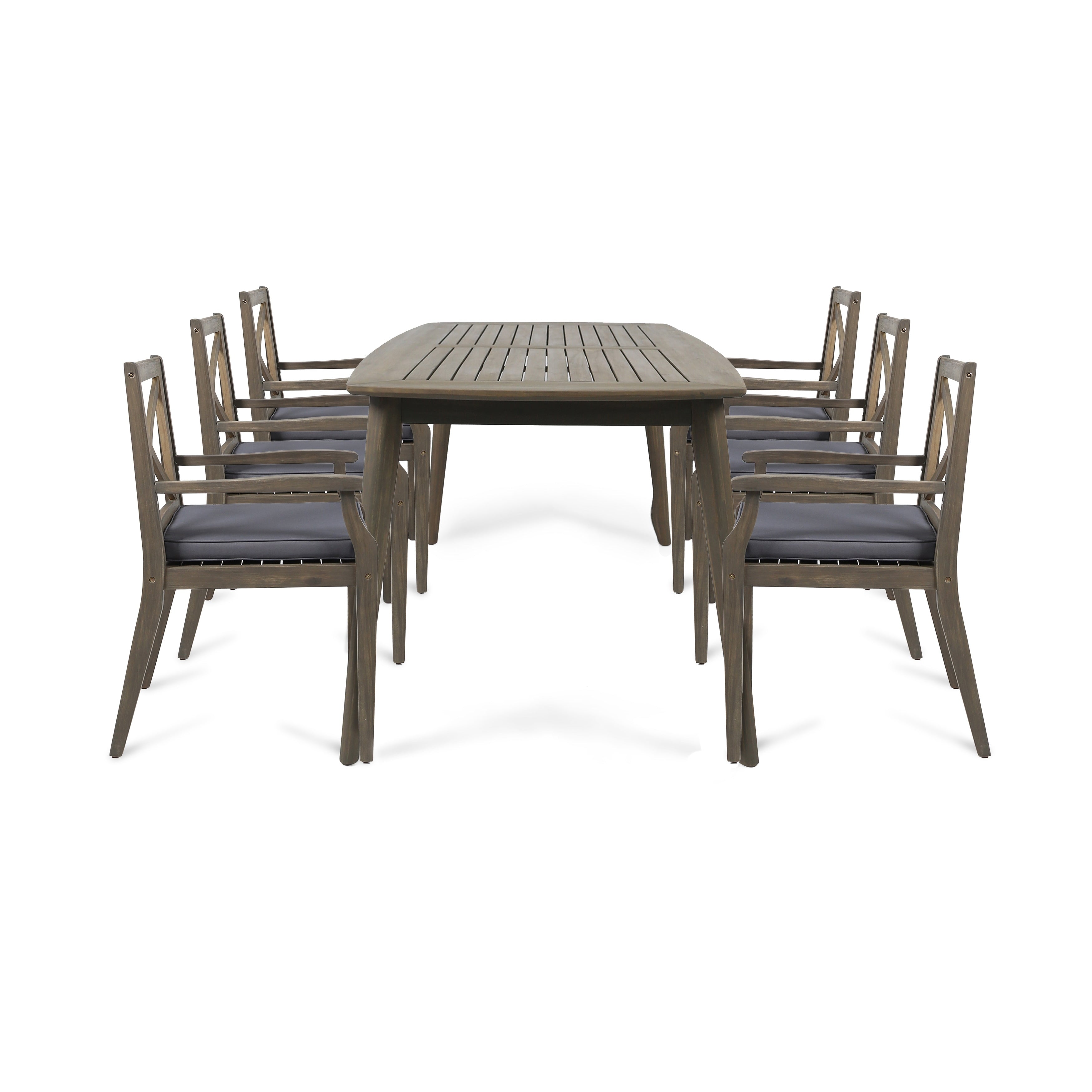 Ensemble de salle à manger d'extérieur Llano 7 pièces en acacia par Christopher Knight Home