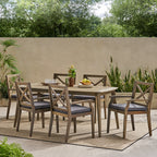 Ensemble de salle à manger d'extérieur Llano 7 pièces en acacia par Christopher Knight Home
