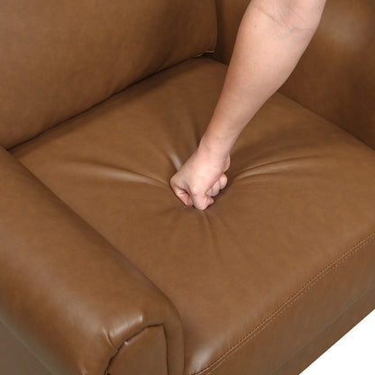 Canapé Lo avec accoudoirs roulés, similicuir marron style milieu du siècle, 79 pouces