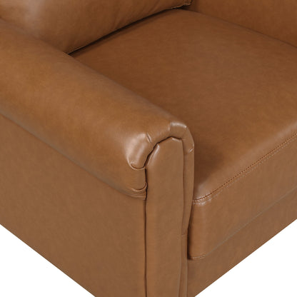 Canapé Lo avec accoudoirs roulés, similicuir marron style milieu du siècle, 79 pouces