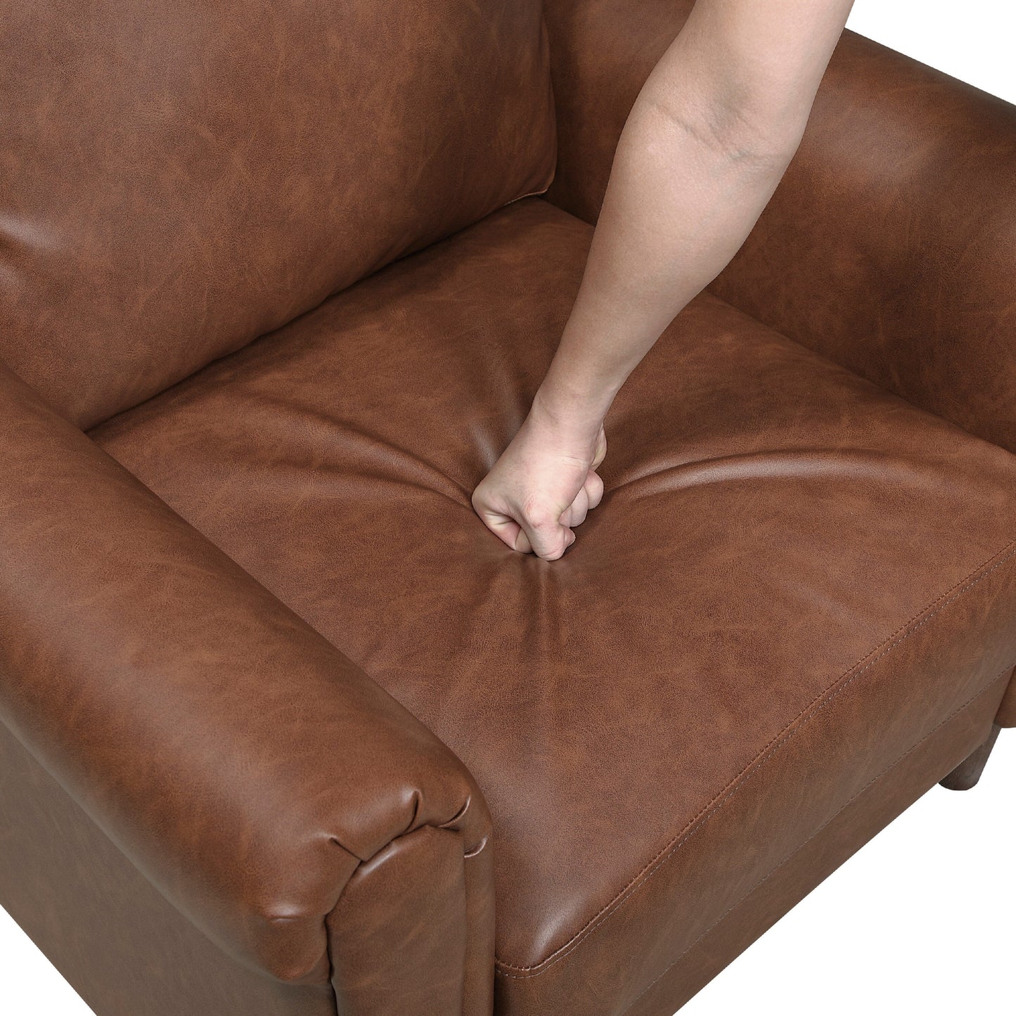 Canapé Lo avec accoudoirs roulés, similicuir marron foncé style milieu du siècle, 79 pouces