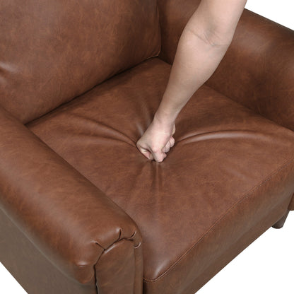 Canapé Lo avec accoudoirs roulés, similicuir marron foncé style milieu du siècle, 79 pouces