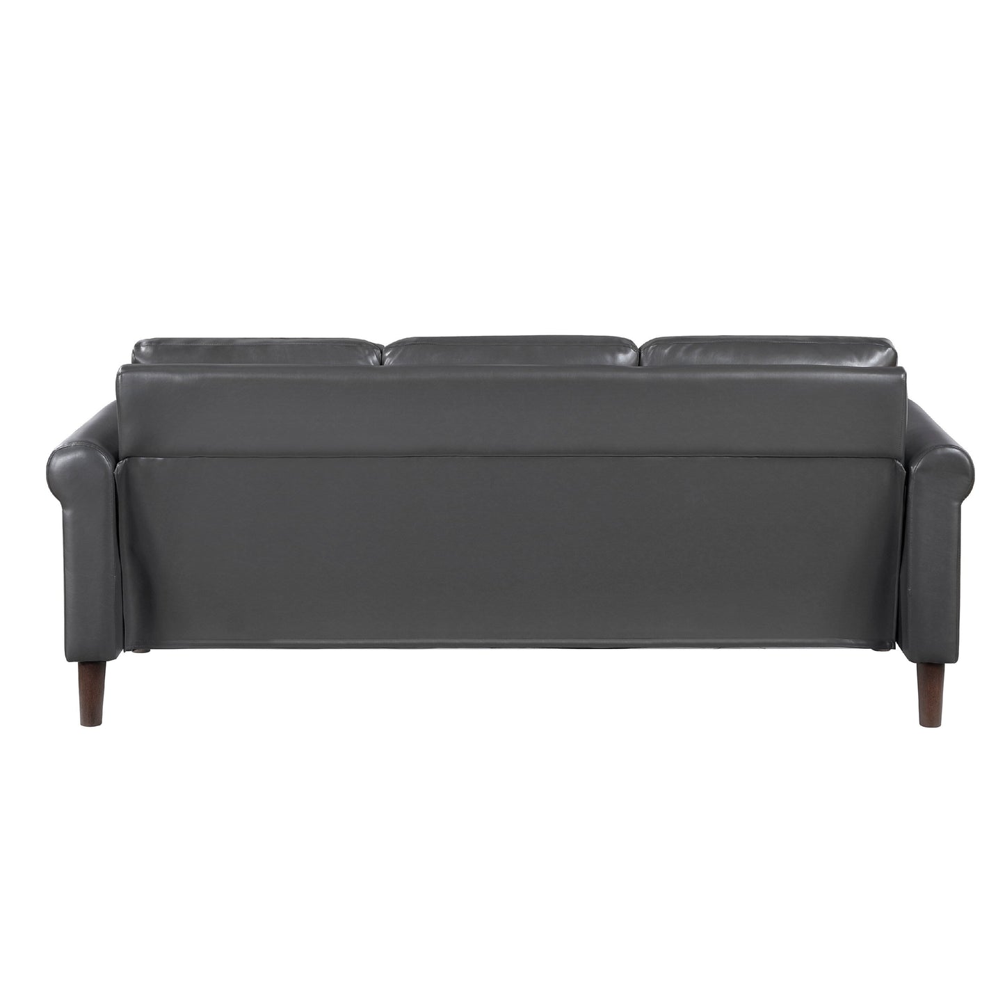 Canapé Lo avec accoudoirs roulés, similicuir gris foncé style milieu du siècle, 79 pouces