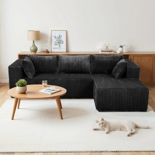 Canapé modulaire en peluche, entièrement en mousse sans ressorts, gain de place pour le salon